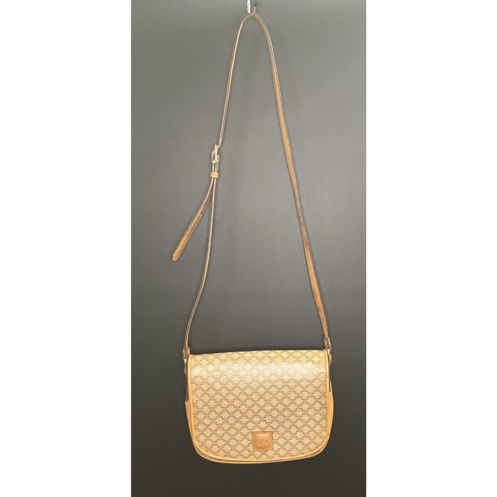 CELINE Macadam Crossbody Bag Shoulder Bag Beige/Brown PVC‎ Leather Pre-owned